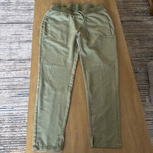 Mandala Scrub Pants Women's Sz L Olive Green Cargo Drawstring w/6 Pockets Comfy